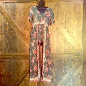 High low floral romper